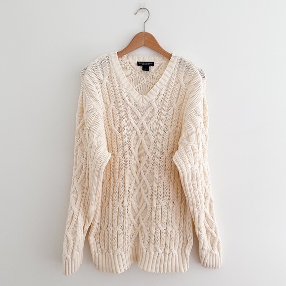 Vintage 90s Daniel Cremieux Cable Knit Cotton Sweater Size Large